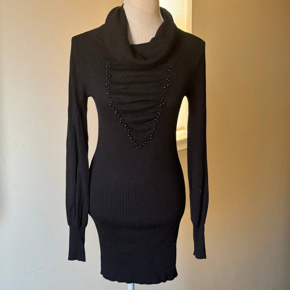 B.RELAXX Stretchy Sexy Sweater Dress in Black - Size Small